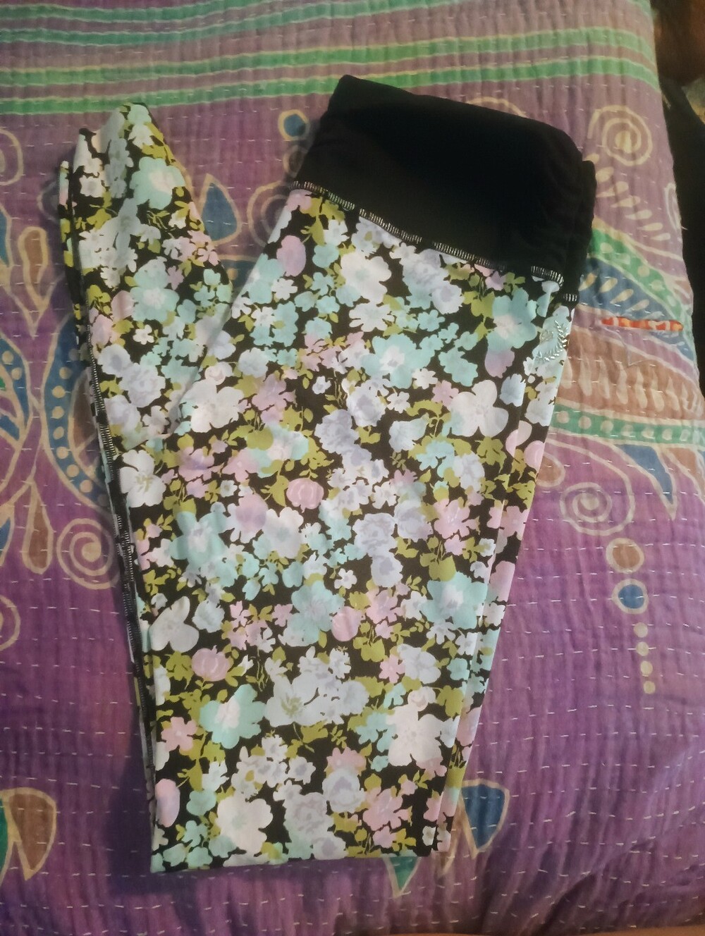 PINK Victoria's Secret Black Floral Mini Skirt with Silver Emblem
